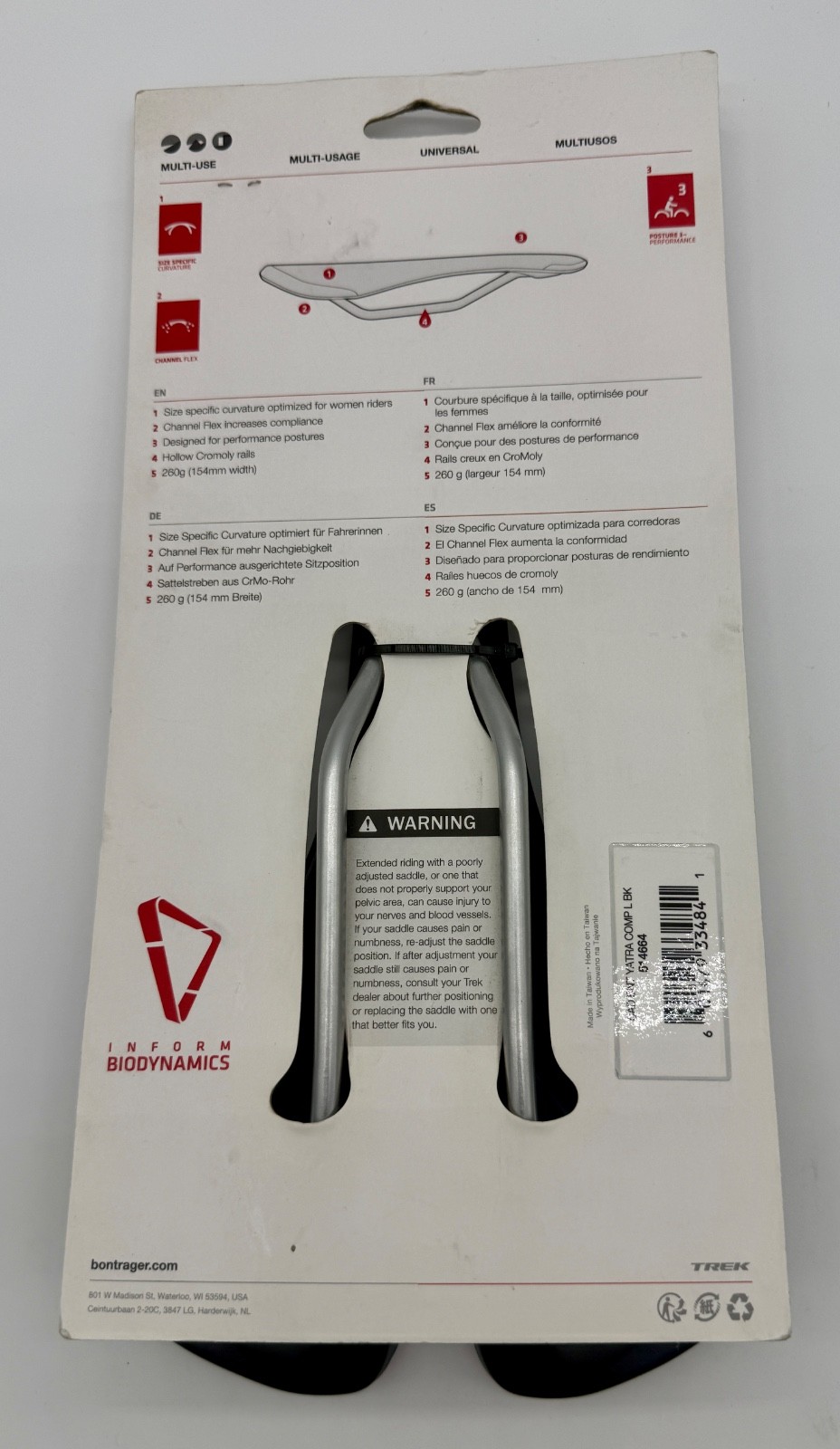 Bontrager Yatra Comp Women’s Saddle 164mm Black CrMo Rails Posture 3 New Old Sto