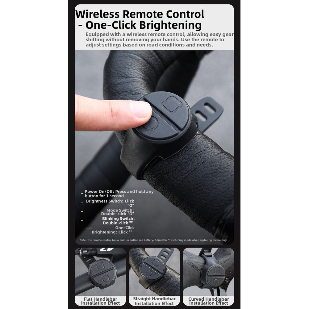Wireless Remote 1600 Lumen Bike Light USB C Charging Cut Off Beam Design