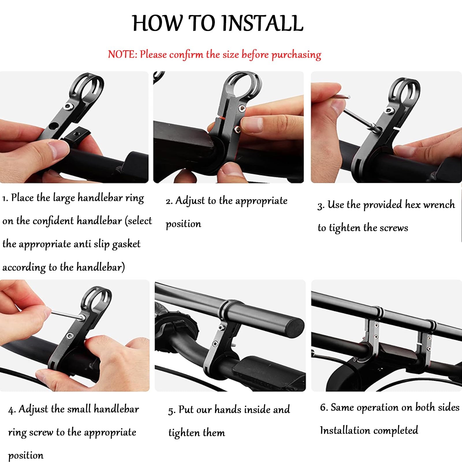 Bike Handlebar Extender Black Aluminum Alloy 20cm Double Bracket Phone GPS Mount