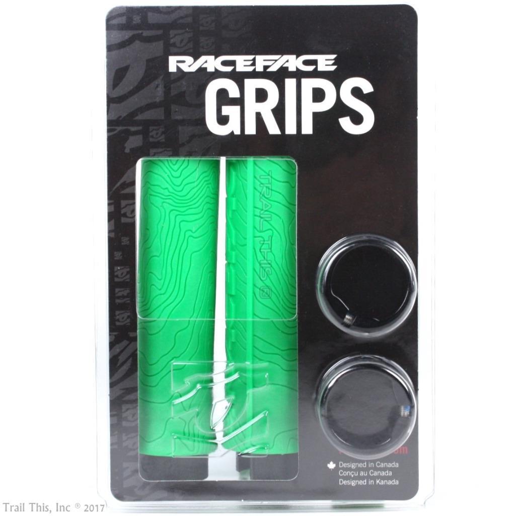 RaceFace Half Nelson Green Lock-On MTB DH BMX Handlebar Bike Grips Tacky 134mm
