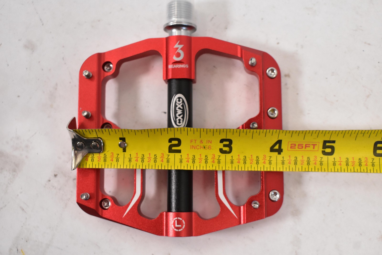 CXWXC CX-V15 Flat Platform Pedals 9/16 In 120mm Red Aluminum Sealed Bearings