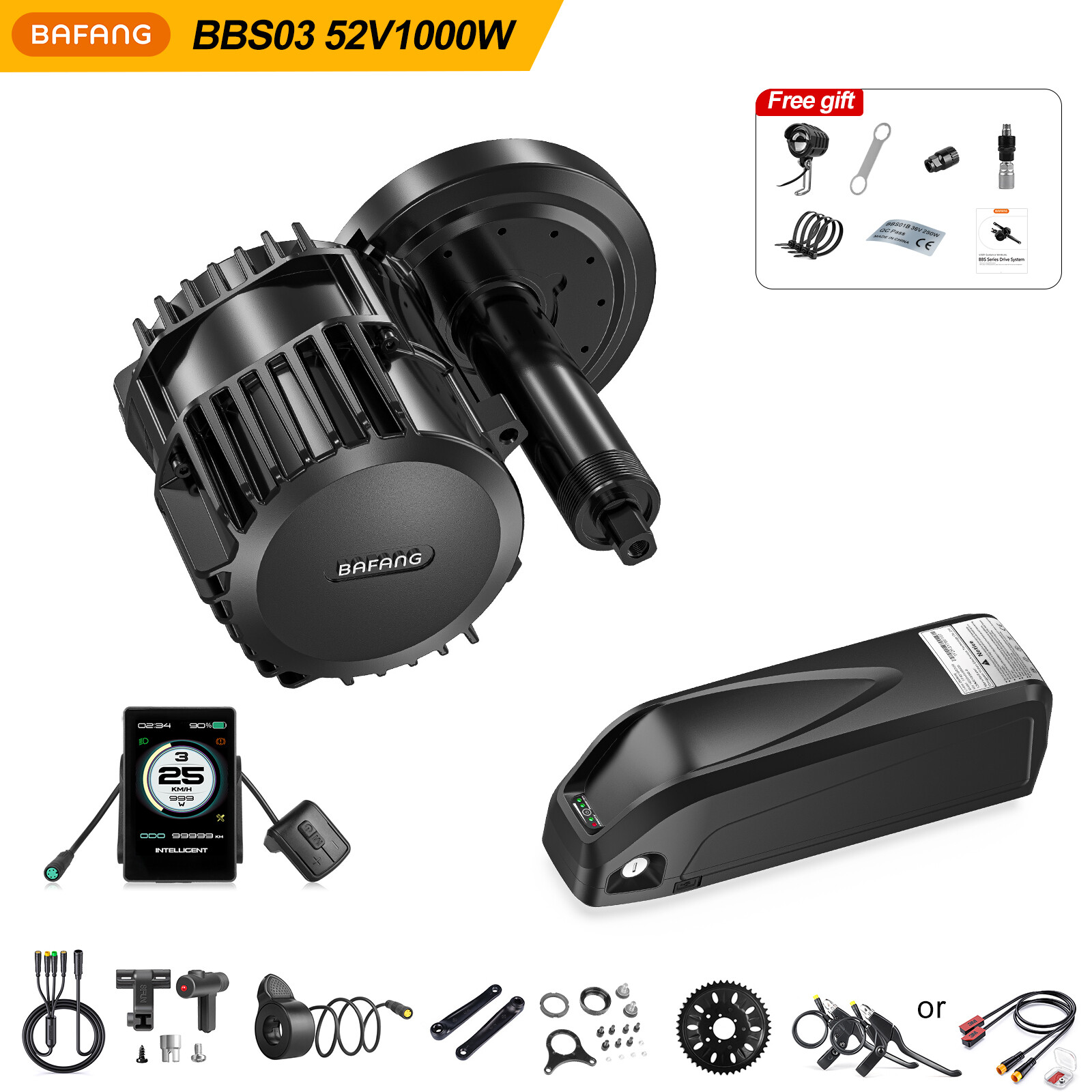 Bafang Mid Drive 1000w Kit 52V Electric Bicycle Conversion Kit 68-73mm Motor Kit