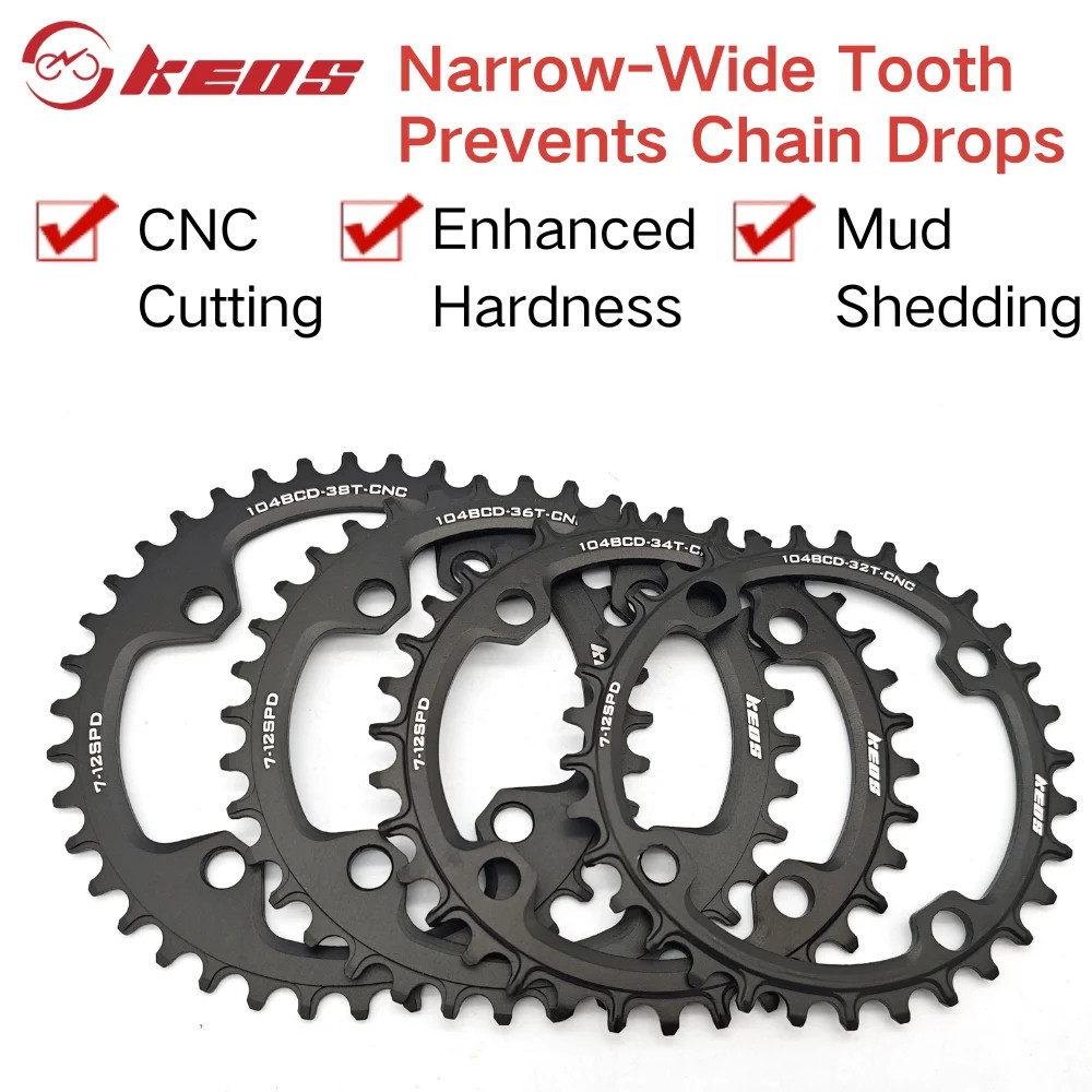 104BCD 1X Narrow Wide Chainring 32T-38T for M370 IXF MTB Road Cranksets