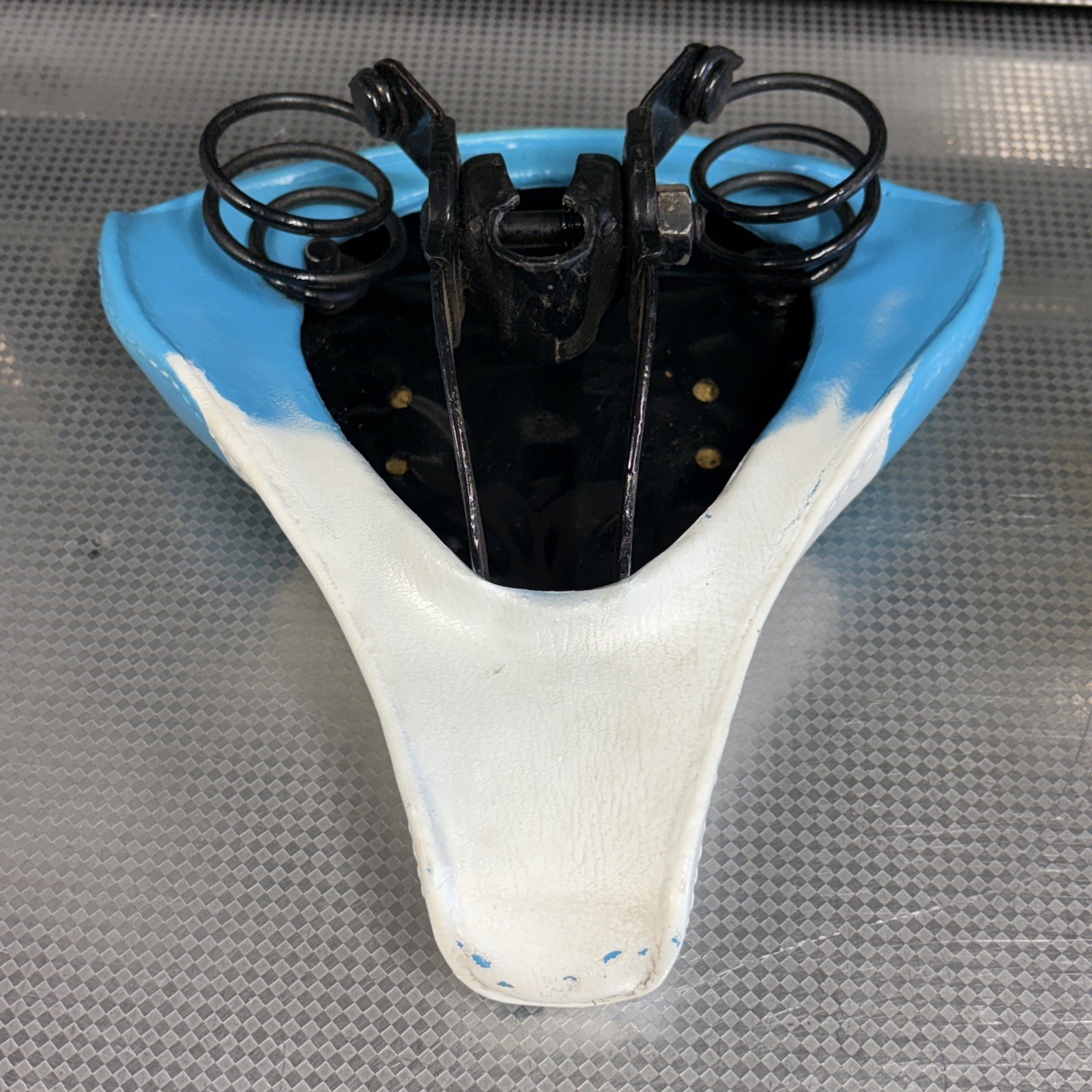 Vtg Schwinn Mesinger USA S Seat Bicycle Saddle Teal Typhoon Racer Collegiate