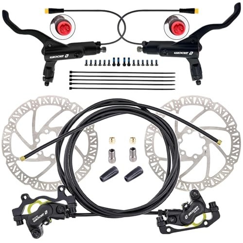 E-Bike Hydraulic Brake Set 4 Piston 180mm Rotors 2/3 Pin Connectors Aluminum
