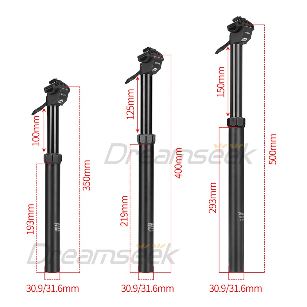 Bicycle Seatpost MTB Bike Hydraulic Dropper Seat Post 30.9/31.6mm 350/400/500mm
