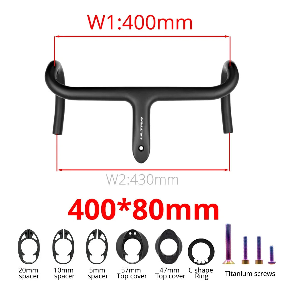 Road Bicycle Carbon Internal Cable Integrated Drop Bar 360-380mm with Mount