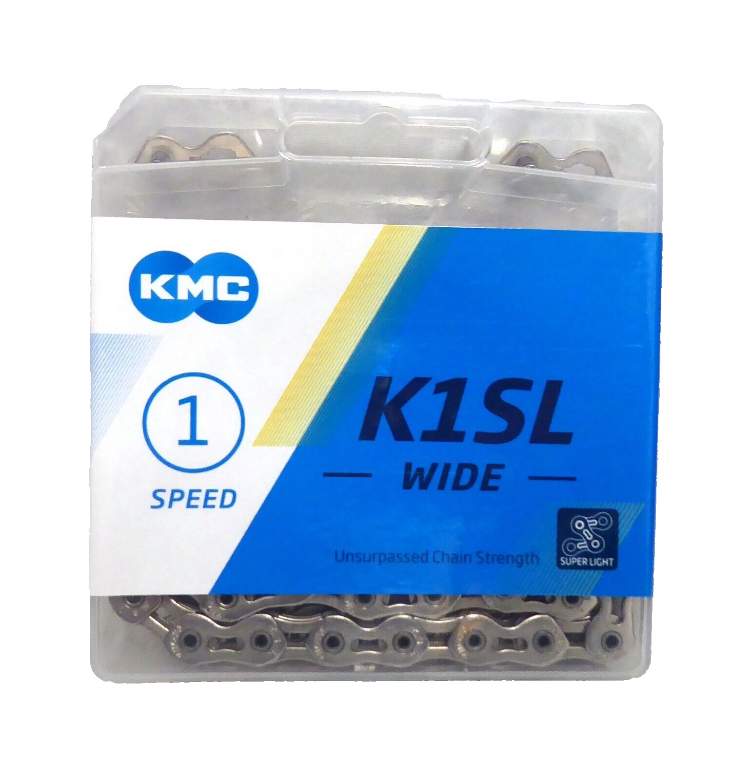 KMC K1SL SuperLite Kool Wide Chain – Single Speed 1/2″ x 1/8″, 100 Links, Silver