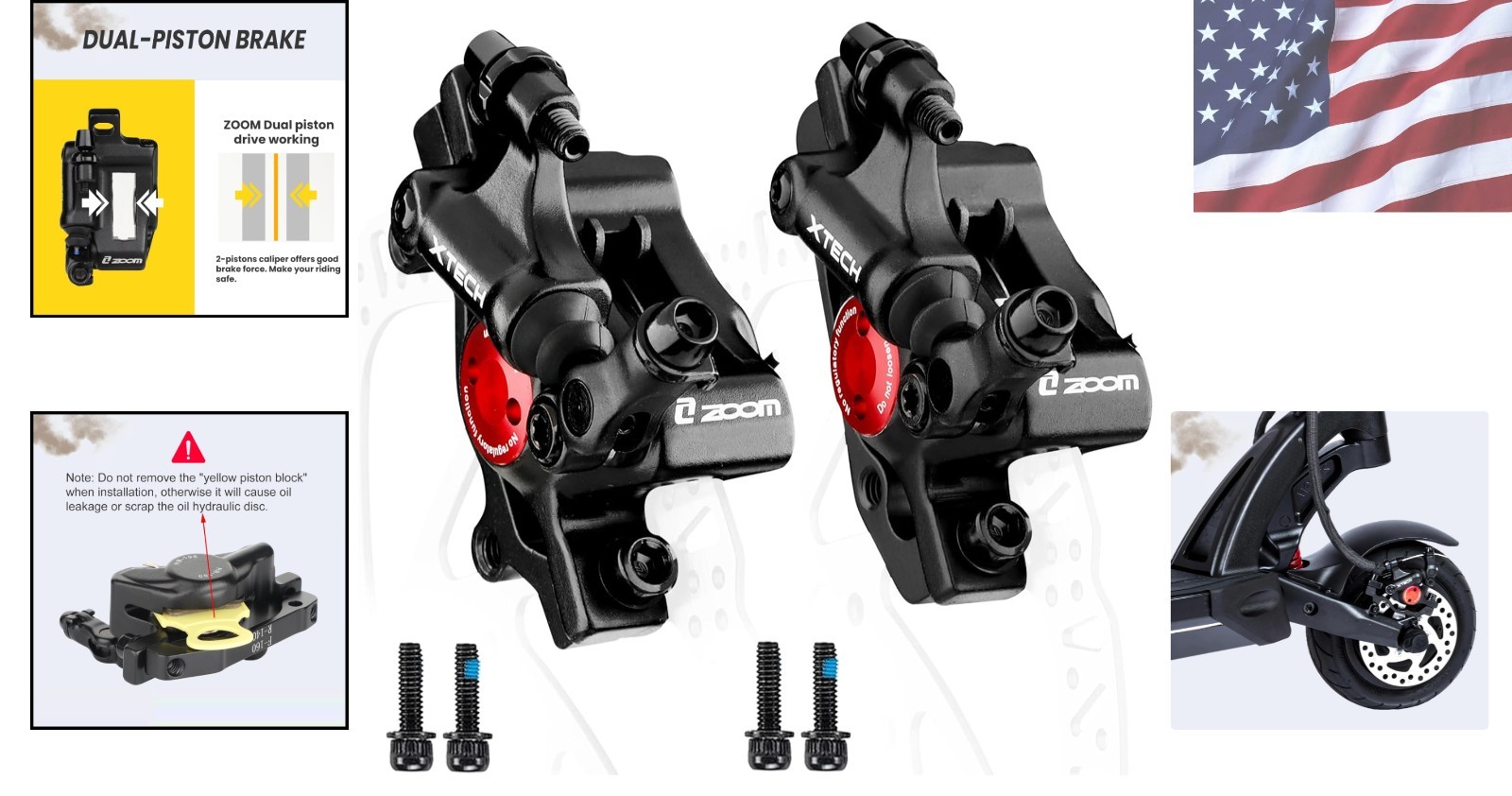 Cable-Actuated Hydraulic Disc Brake System for Smooth Riding – Set of 2 Calipers