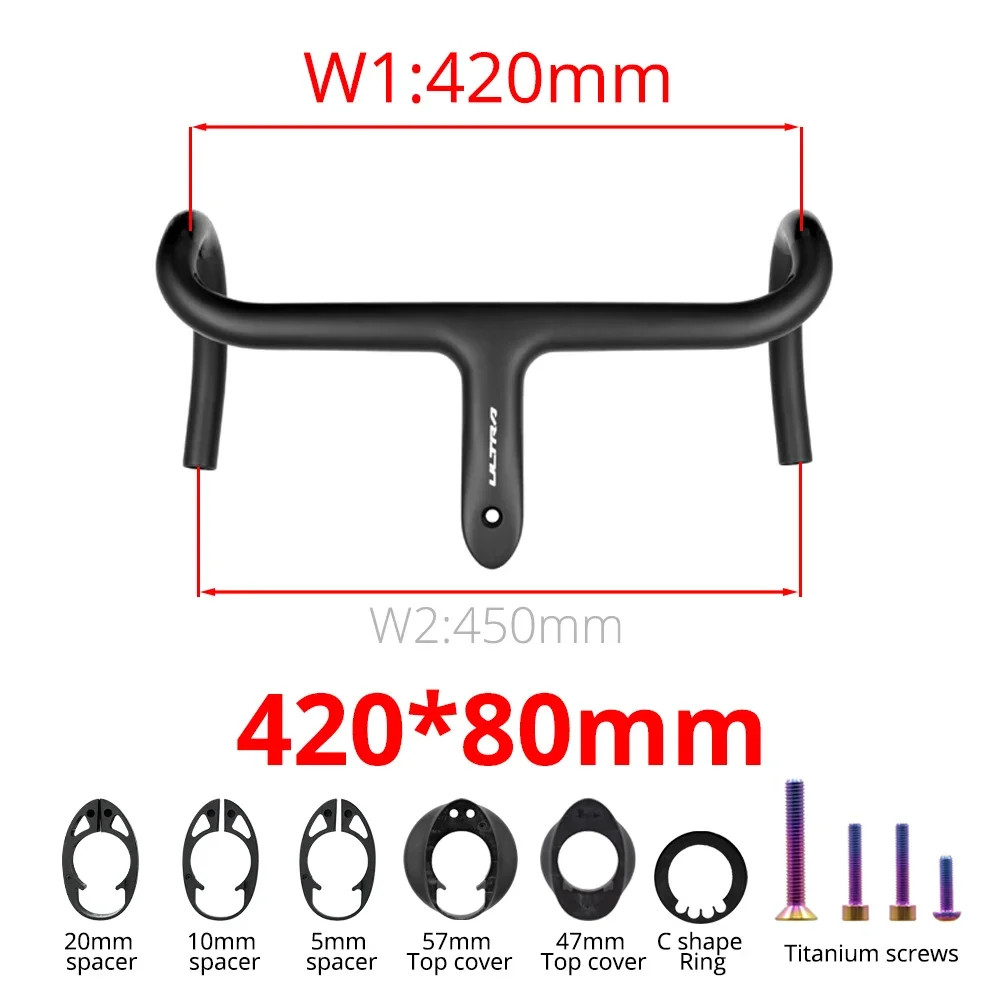 Road Bicycle Carbon Internal Cable Integrated Drop Bar 360-380mm with Mount