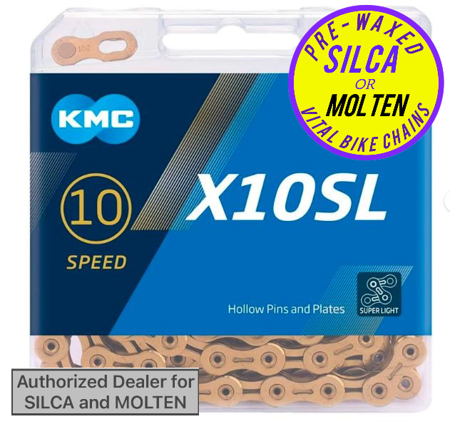 KMC X10SL Chain 10 speed Gold – SILCA or MOLTEN SPEED wax