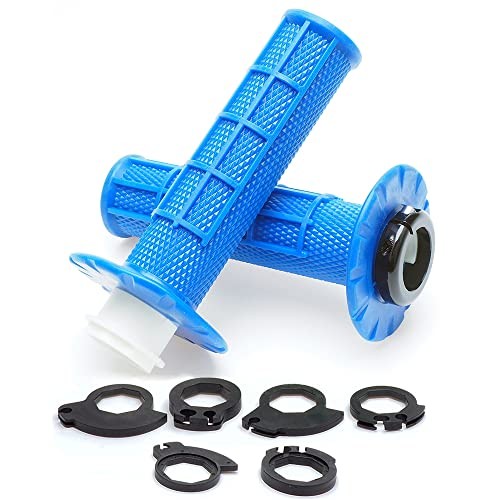 Anti-Slip Lock on Twist Throttle Handlebar Grips for Motorcycle Dirt bike Blue