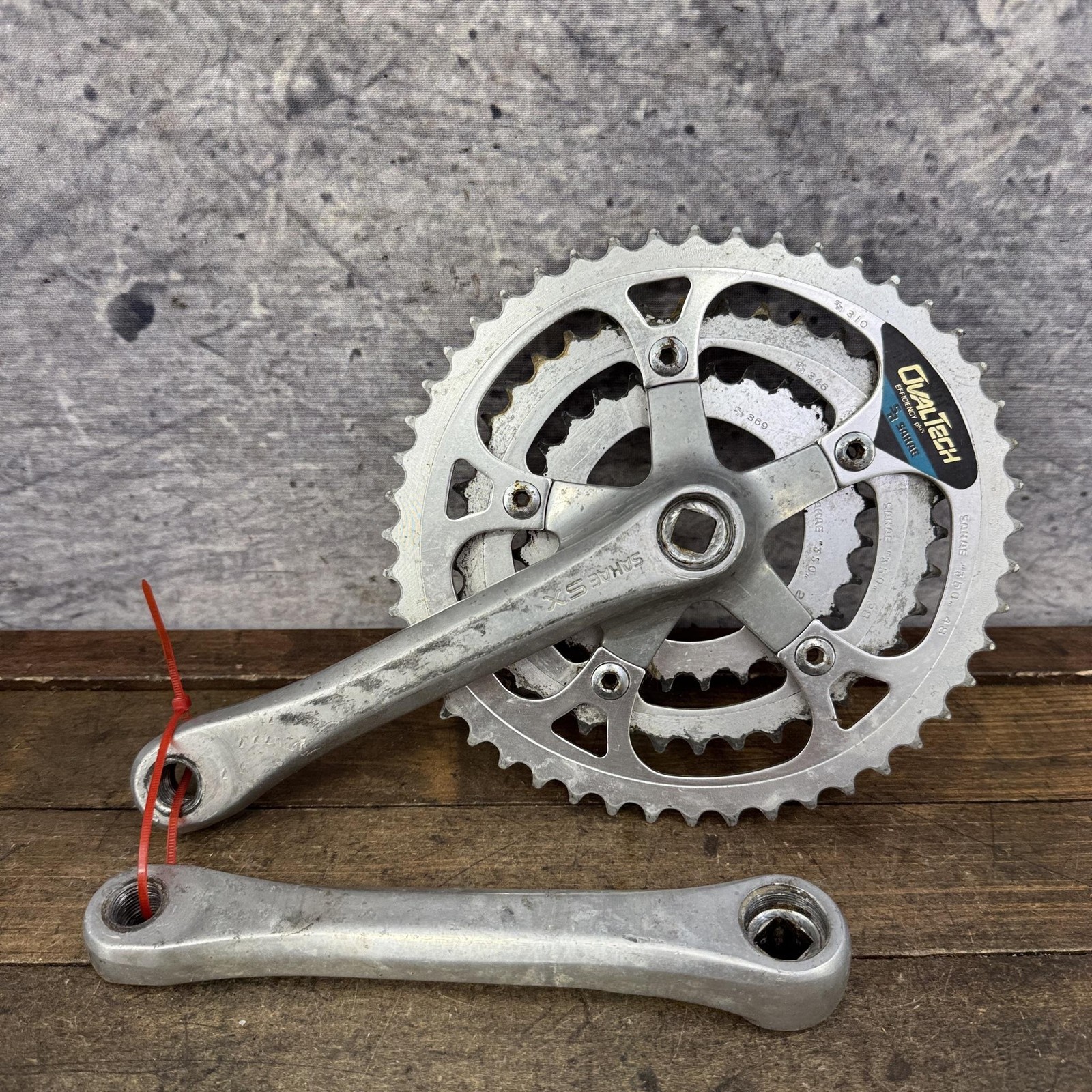 Vintage Sakae SX Crankset 175mm Triple OvalTech 80s Japan Square Taper Oval Ring