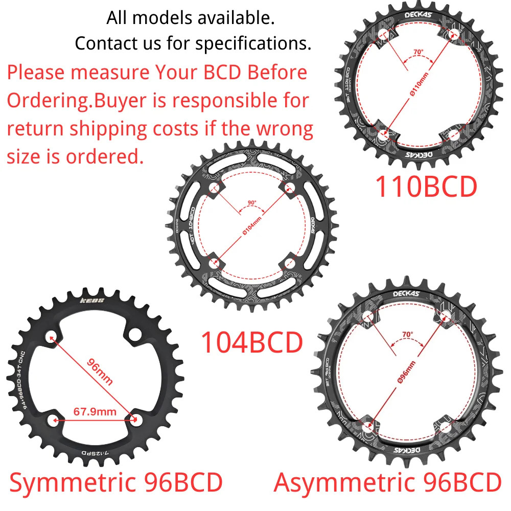 104BCD 1X Narrow Wide Chainring 32T-38T for M370 IXF MTB Road Cranksets