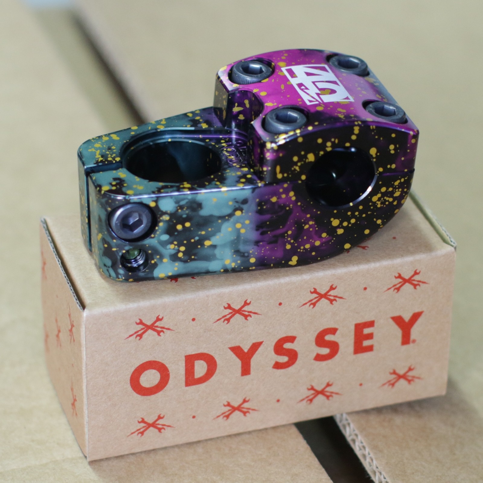 ODYSSEY BMX NORD BICYCLE STEM ’85 SPLATTER (NO TWO ARE THE SAME)