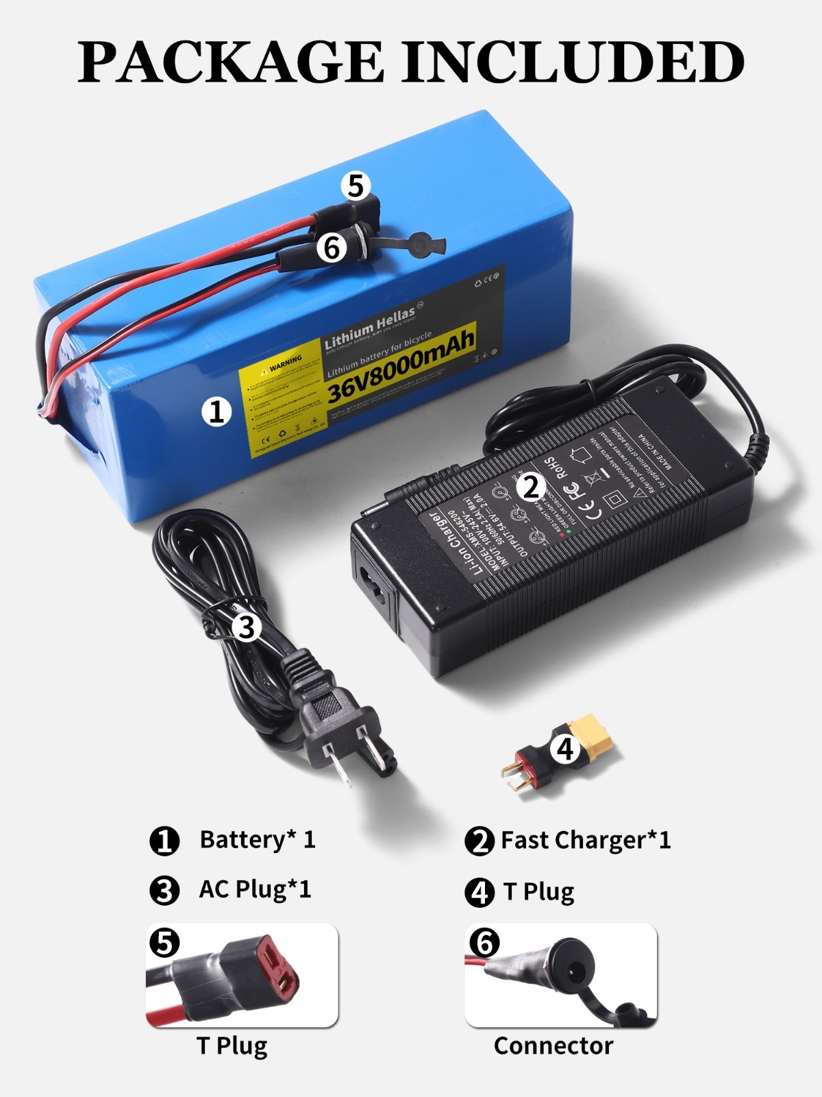 36V8000mAh Lithium Li-ion Battery Pack For ≤350W Electric Bicycle Scooter Motor