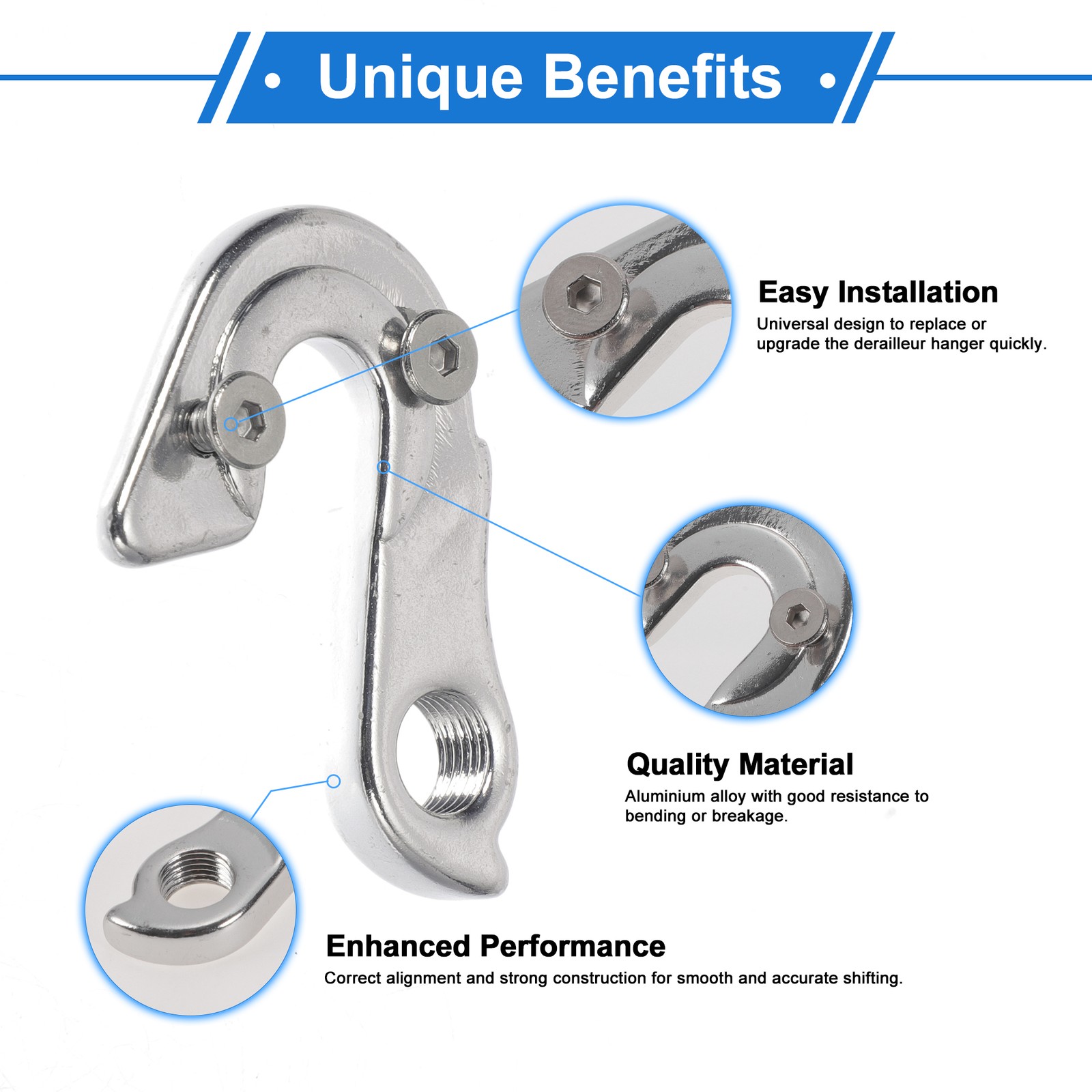 Bike Rear Derailleur Hanger Aluminium Alloy Tail Hook Type 95 Sized 2.13″x1.54″