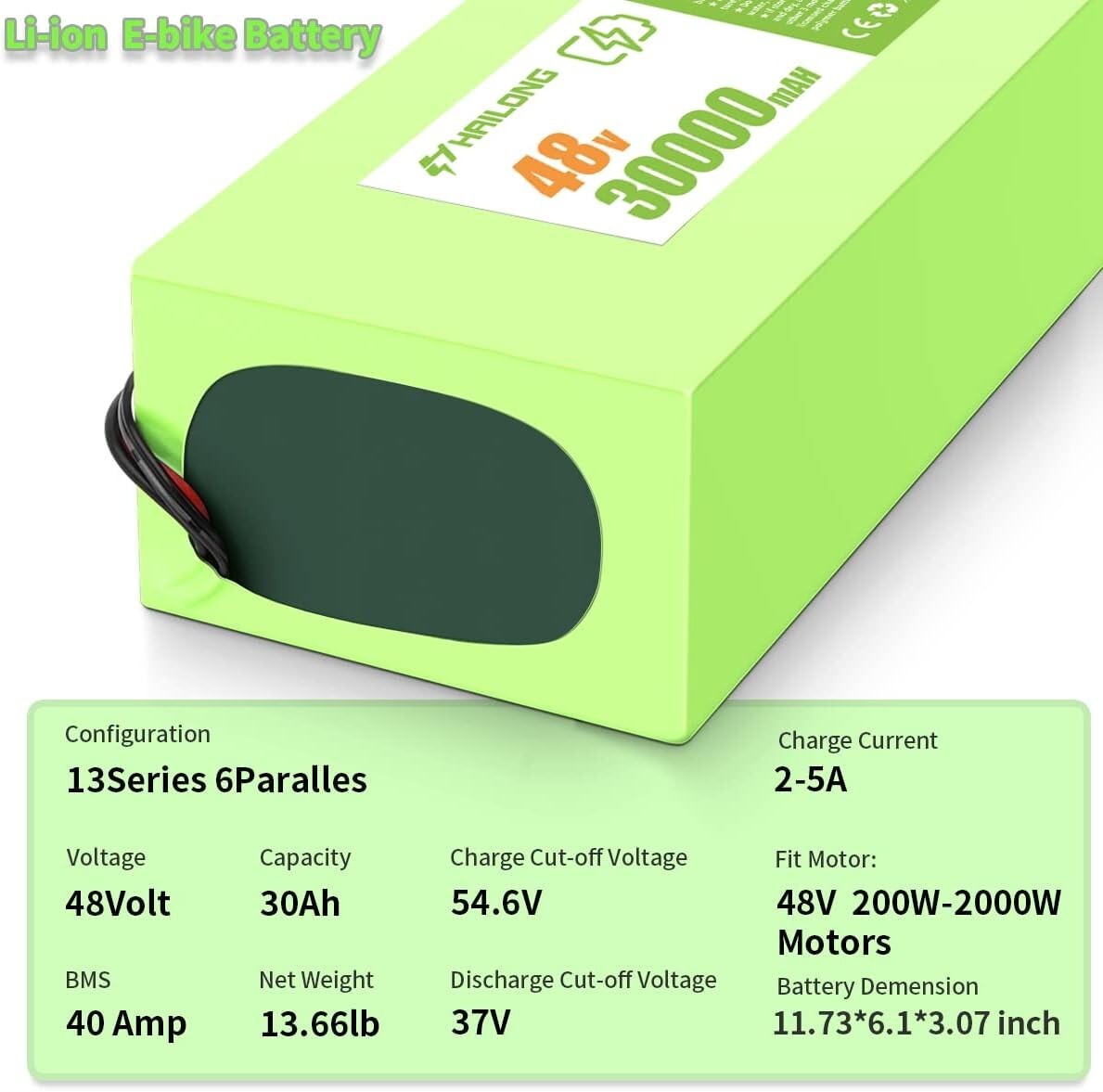H HAILONG Battery 24V 36V 48V 52V 60V battery 12Ah 20Ah 30AH Bicycle Battery