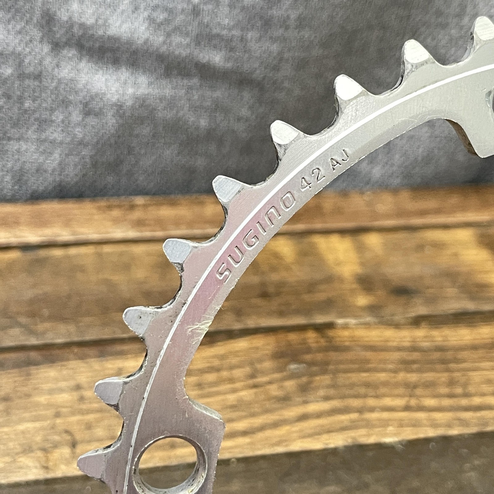 Vintage Sugino 42T Chainring 42 Tooth 144 BCD 5 Arm Silver Road Bike Alloy