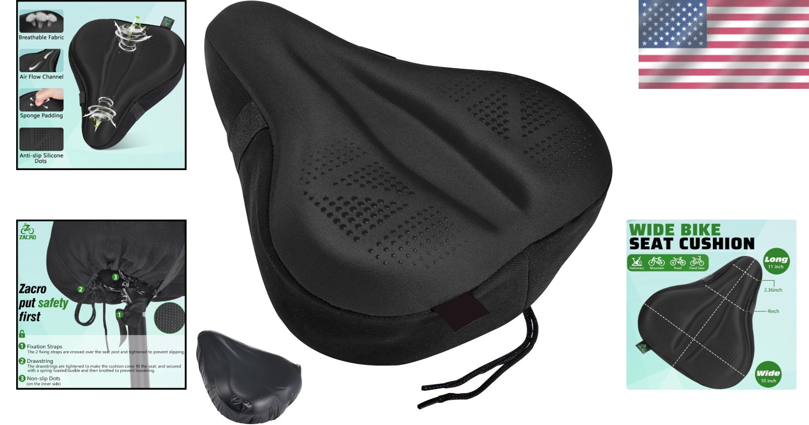 Non-Slip Gel Bicycle Saddle Cover – Breathable & Waterproof Design for Comfort