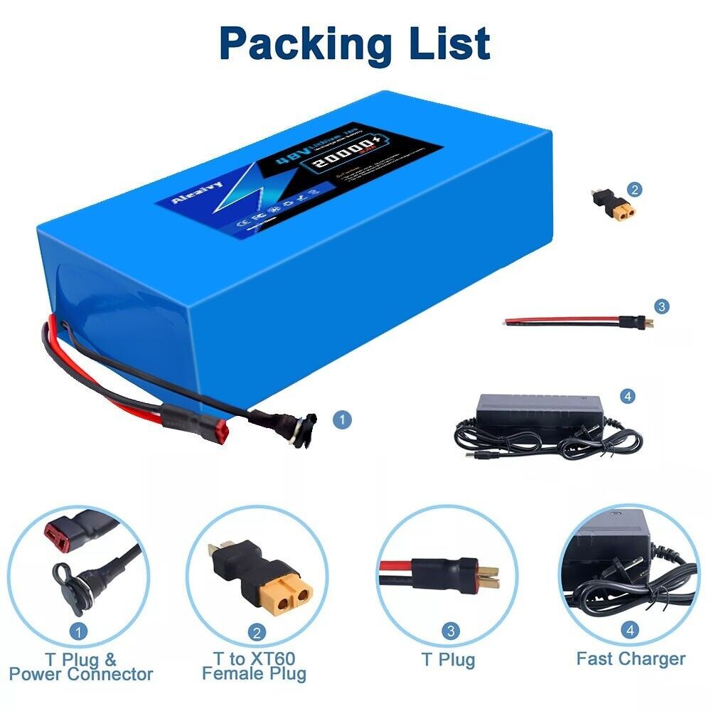 Aleaivy 48V 16Ah Battery Pack Lithium Battery Pack 16000mAh Li ion Battery + Cha