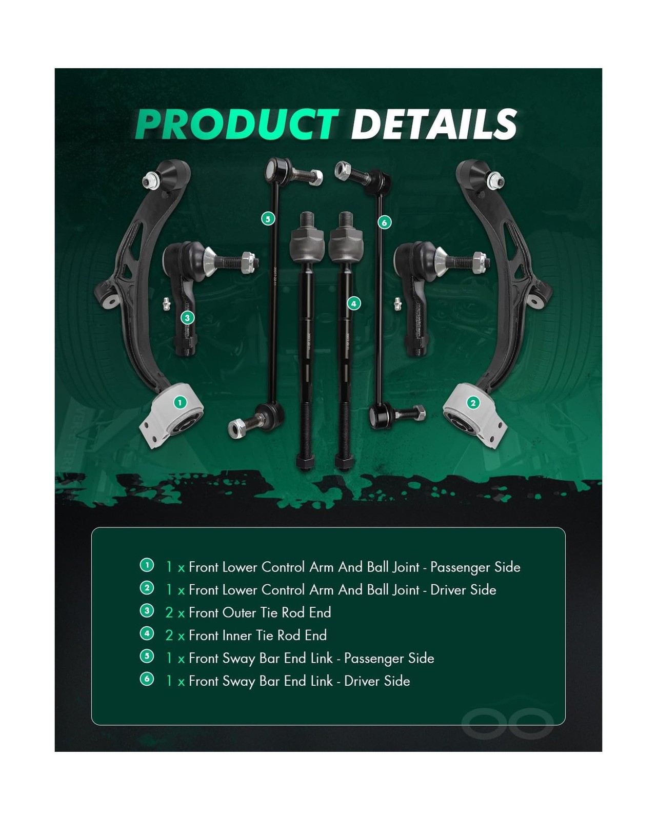 SCITOO 8pcs Front Suspension Kit Lower Control Arm And Ball Joints Outer Inne…
