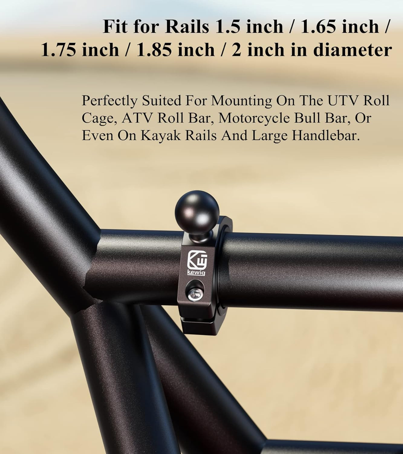 Aluminum Alloy Large Bar Clamp Mount Base with 1» TPU Ball | Fit 1.5» / 1.65»