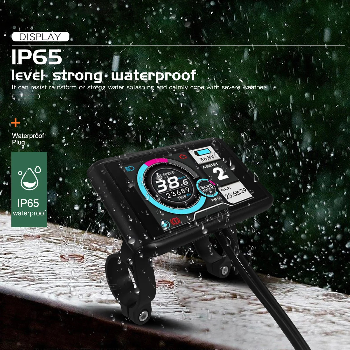 Electric Bicycle LCD Display 24V 36V 48V 52V 60V 72V SM/Waterproof Plug