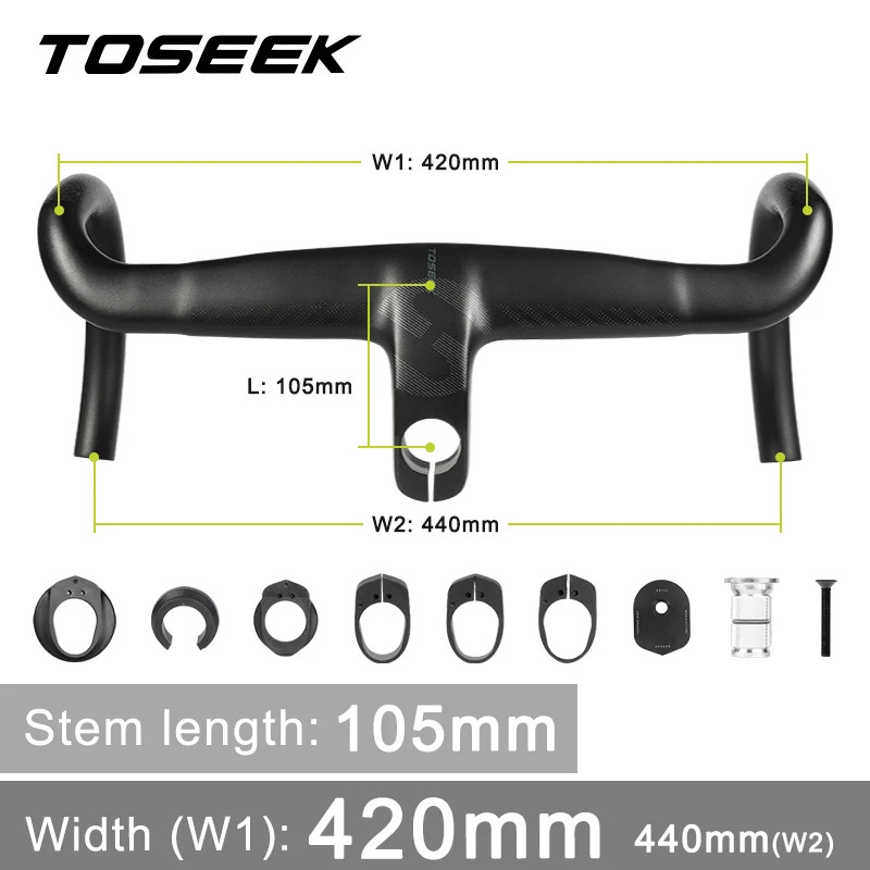 Carbon Road Bicycle Handlebars Integrated Full Internal Routing Di2 Drop Bar