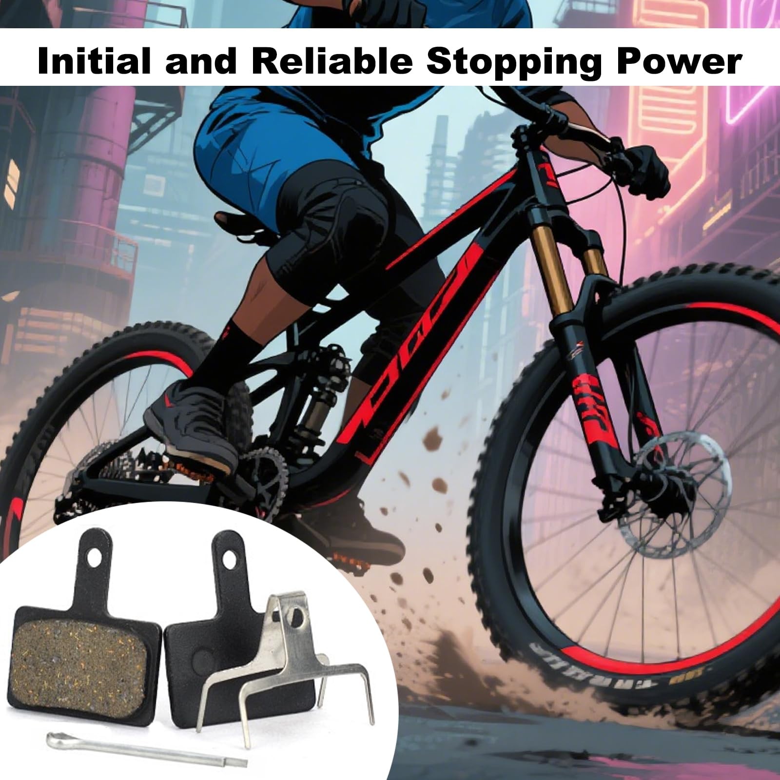 4 Pairs Bicycle Disc Brake Pads HeavyDuty SemiMetallic 8 Pcs for Mountain Bike