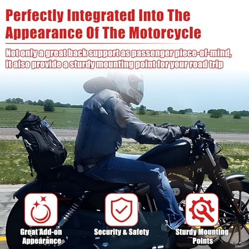 Motorcycle Sissy Bar Backrest Detachable Seat Pad Rear Passenger Upright