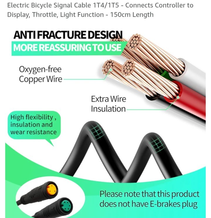Electric Bicycle Signal Cable 1T4/1T5 – Connects Controller to Display, Thr B11