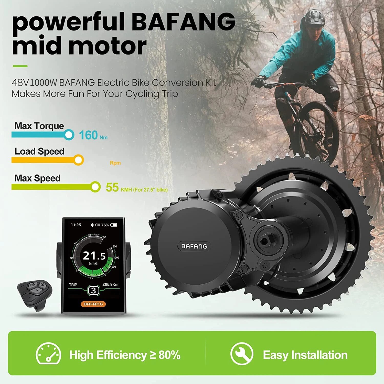 Ebike BAFANG 52V 1000W BBSHD Uart Mid Drive Motor Conversion Kit BB 68/100/120mm