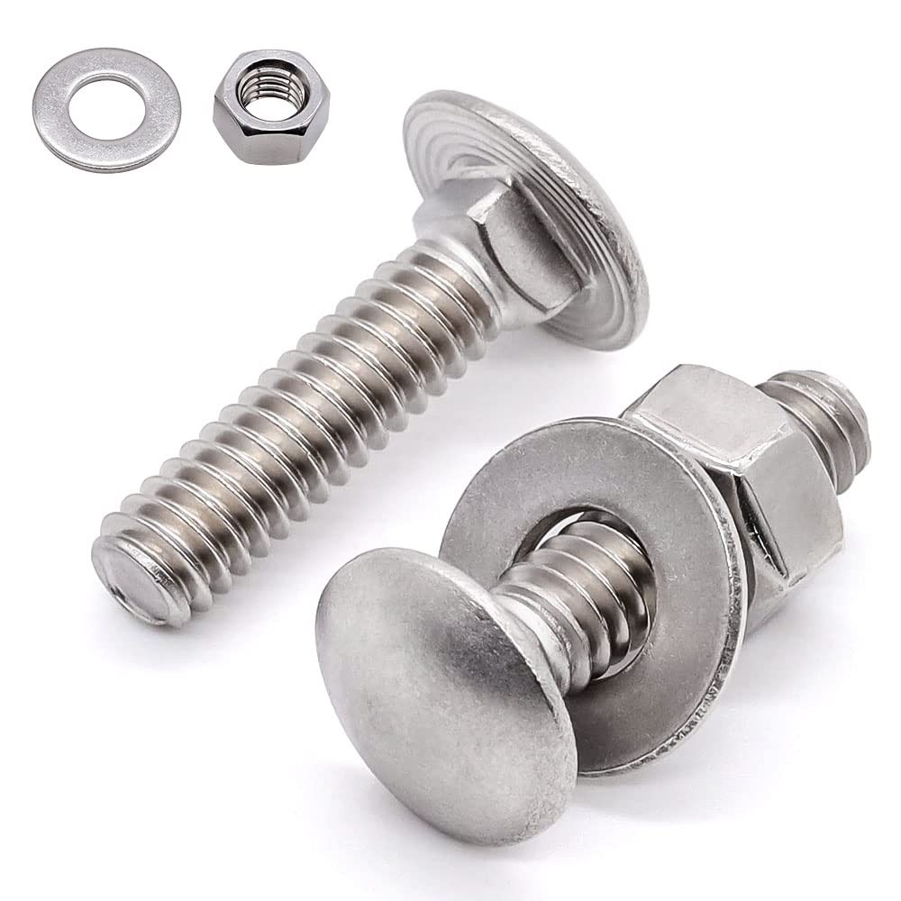 5/16-18 x 3/4 Inch Carriage Bolt Kit, 304 Stainless x 3/4″, Silver