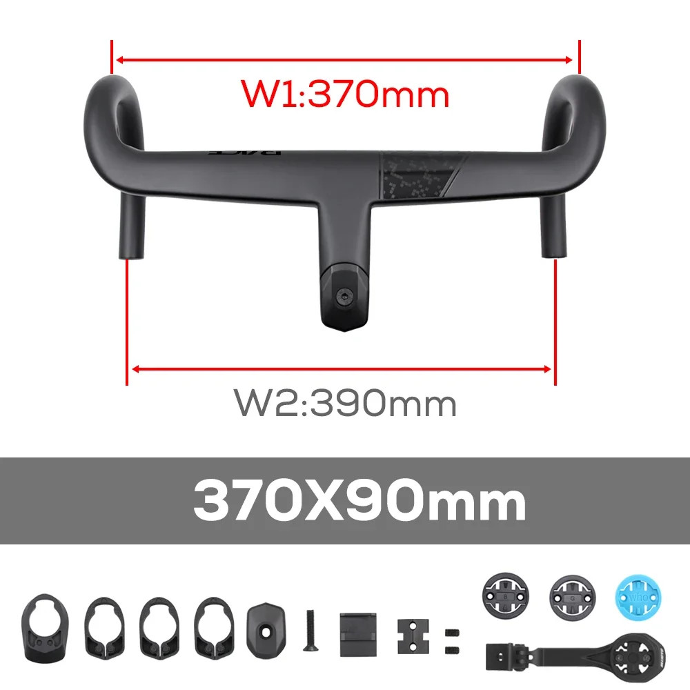 Carbon Road Bicycle Handlebar for Internal Cable Integrated Cockpit 370mm-430mm