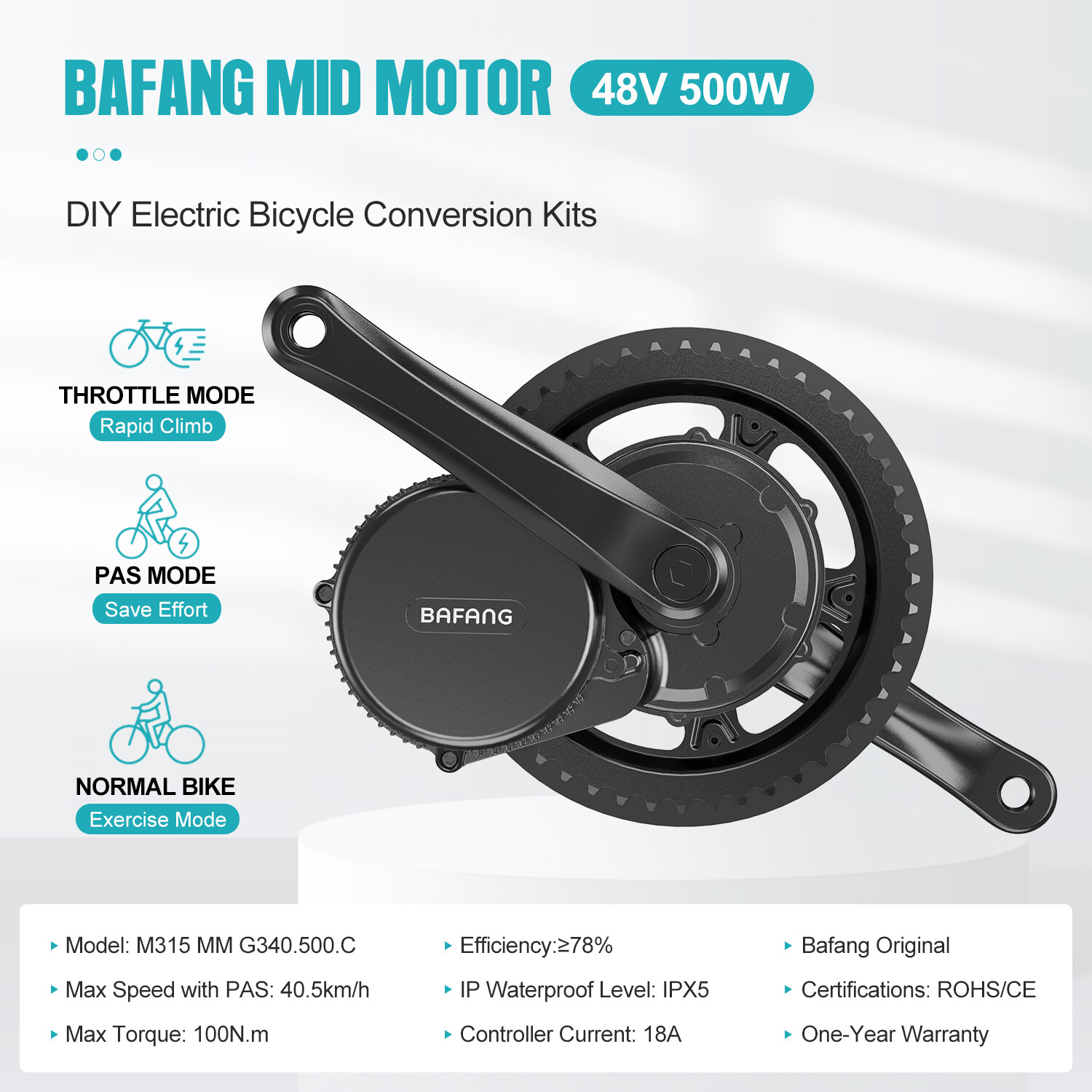 48V500W BAFANG VD618 Electric Bicycle Conversion Kits BBS02B DIY Mid Drive Motor