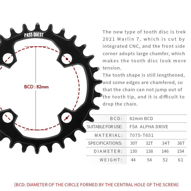 PASS QUEST MTB Chain ring 82 BCD Round/Oval Bicycle Chain wheel 30-36T