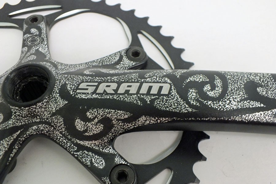 Vtg Sram Power Spline Track Crank 48t Custom Black Scroll Design 172.5mm 130BCD