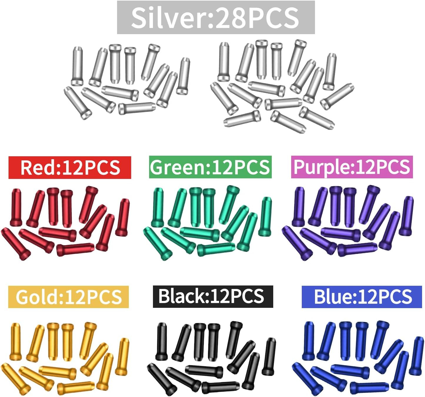 Bike Cable End Caps, Alloy Crimps, Brake Cable End Tips for Road Mountain Bicycl