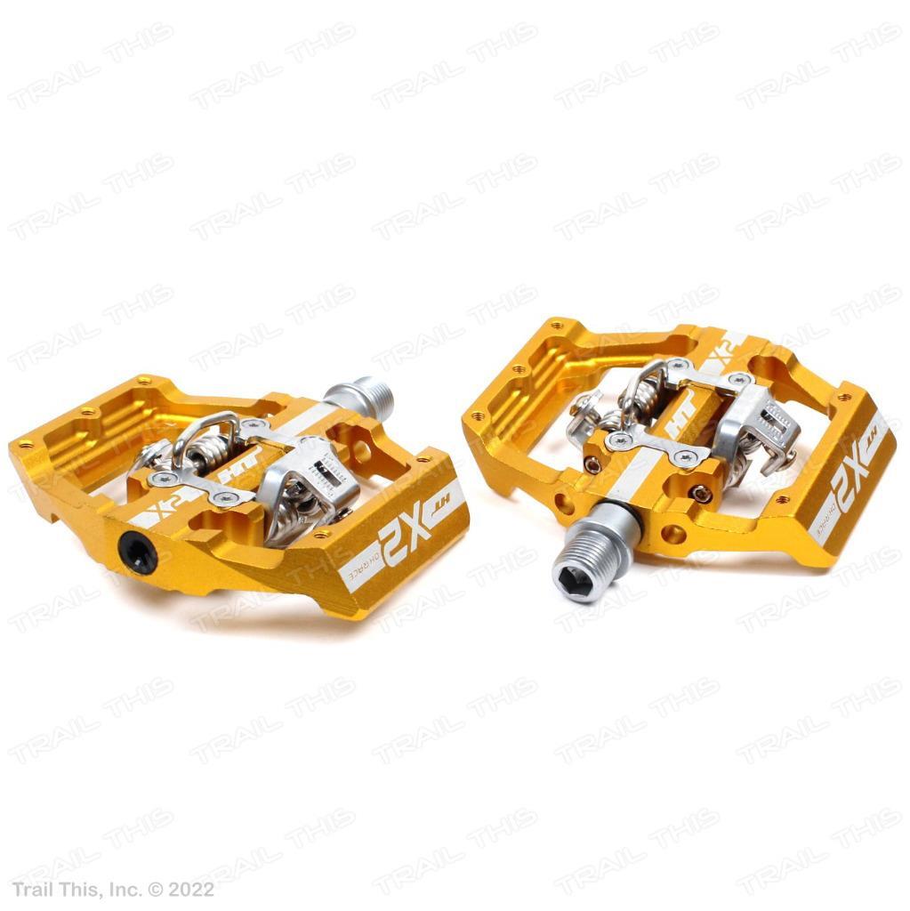 HT Components X2 Gold Clipless Bicycle Platform CrMo Pedals DH Race