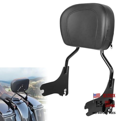 Detachable Upright Passenger Backrest Sissy Bar With Back Rest Pad Black