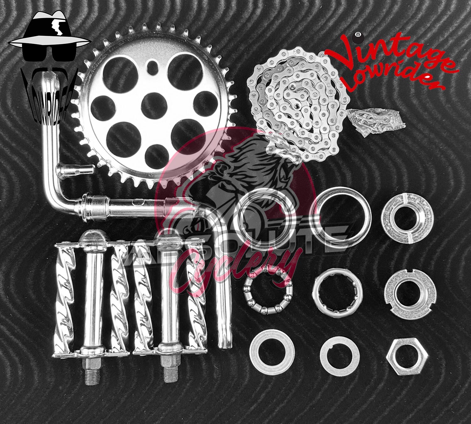 VINTAGE LOWRIDER CHROME CRANK PACKAGE SQUARE TWISTED PEDALS 20″ LOWRIDER BICYCLE