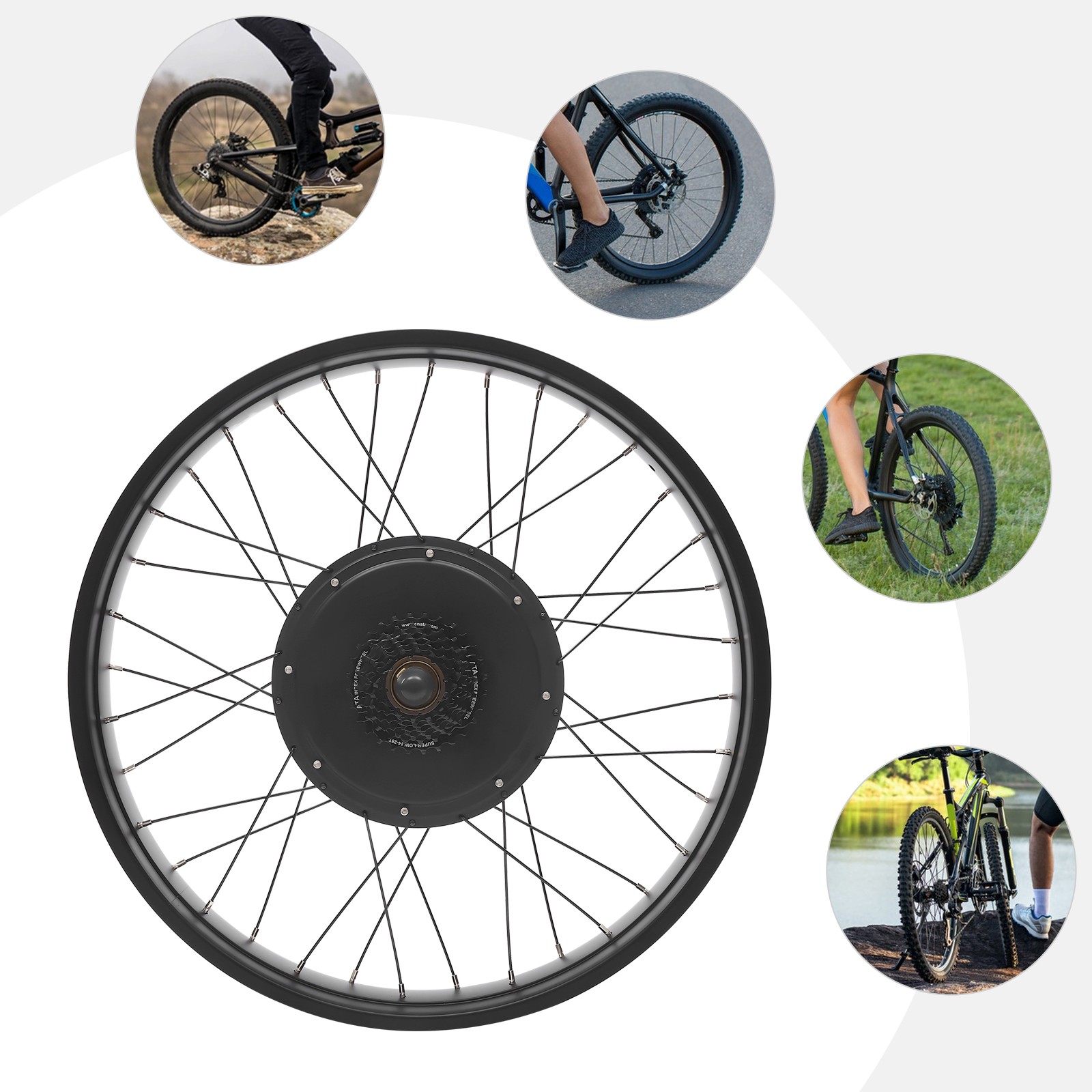 26″ Electric Bicycle Conversion Kit Fat Tire E-Bike Rear Hub Motor LCD 48V 1000W
