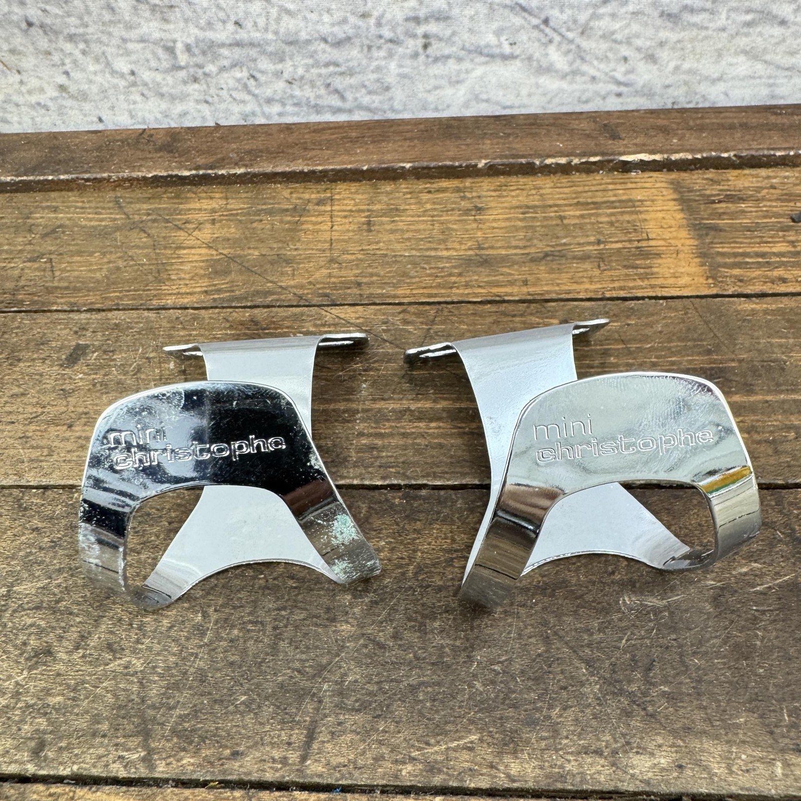 Vintage Christophe Mini Toe Clips NOS 50M Steel Chrome Pair Road Bike France 95g
