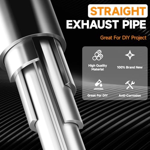 Straight Exhaust Pipe 5″ OD, Stainless Steel 8″ Long Mandrel 5.0″ 8 INCH