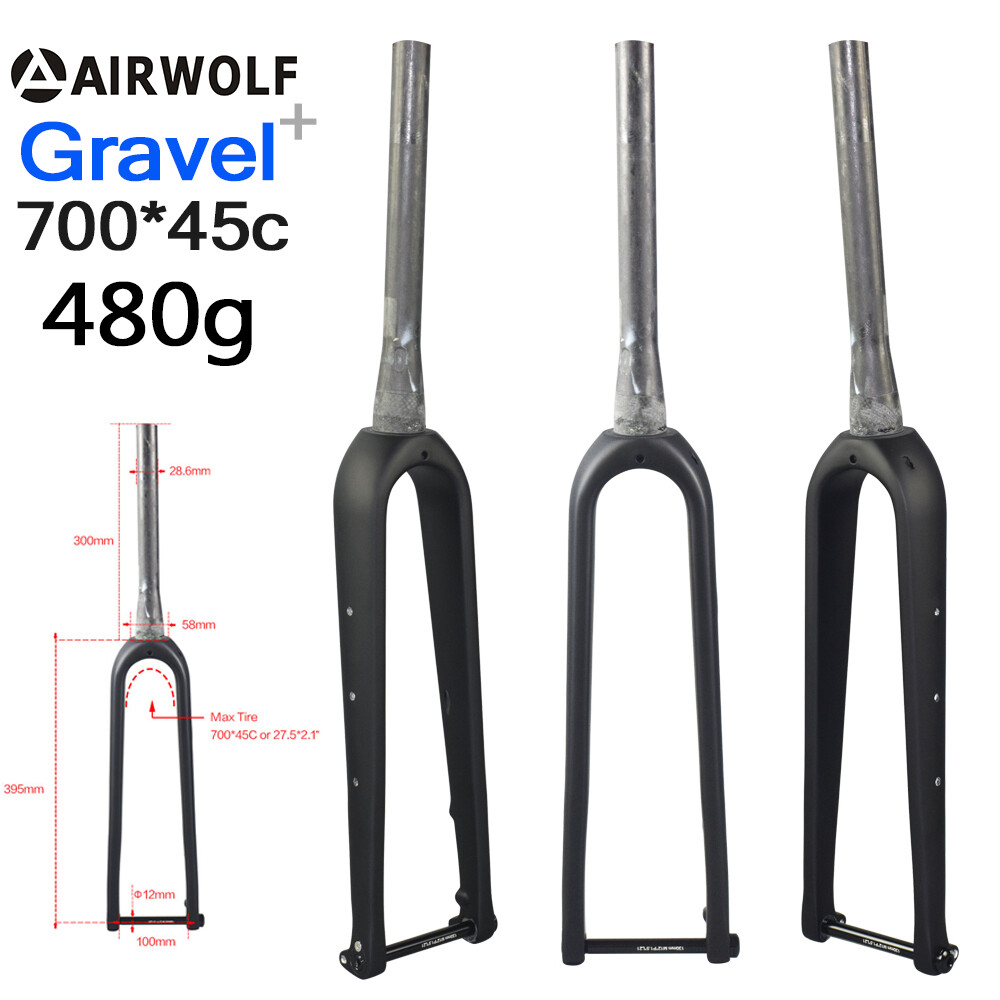 AIRWOLF 700*45C Gravel Carbon Fiber Fork Cyclocross Road Bike Bicycle Rigid Fork