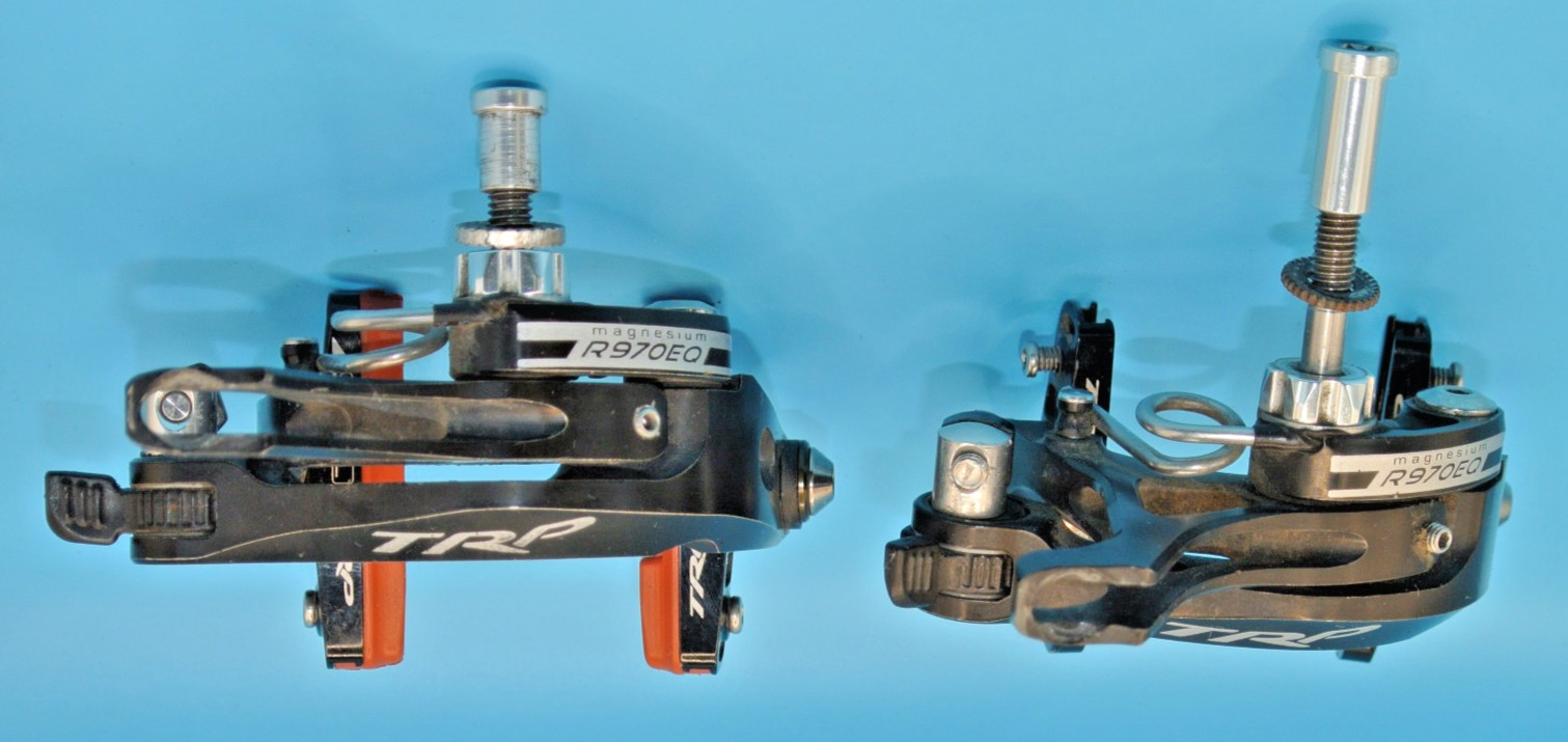 TRP R970SL BRAKES Front & Rear Calipers Rim Brakes 235g Blk Magnesium Excellent
