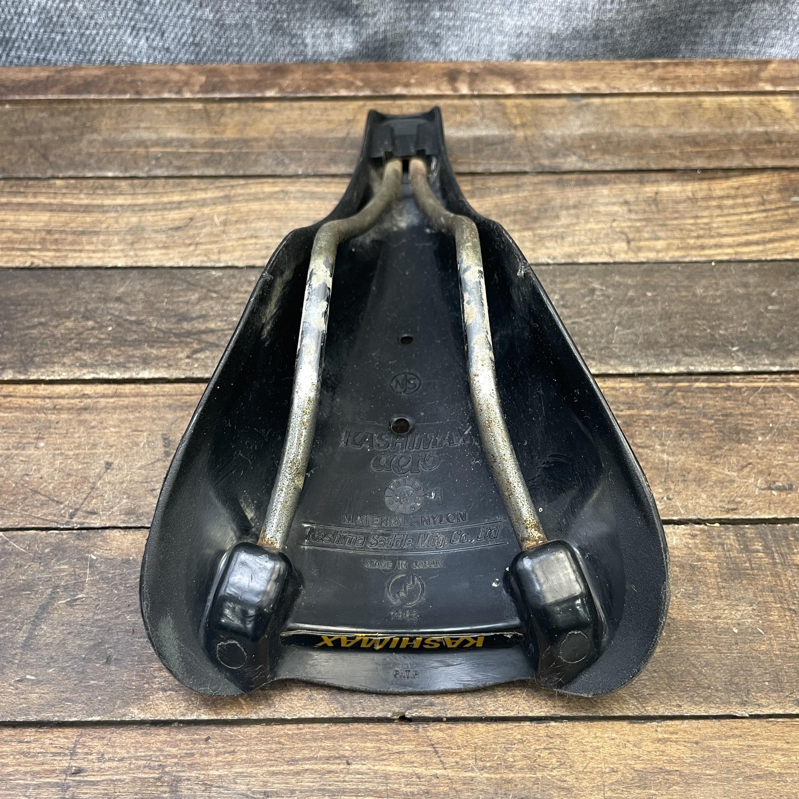 Vintage Kashimax NJS Saddle Seat Keirin Track BMX Black Japan 80s PatP Bicycle