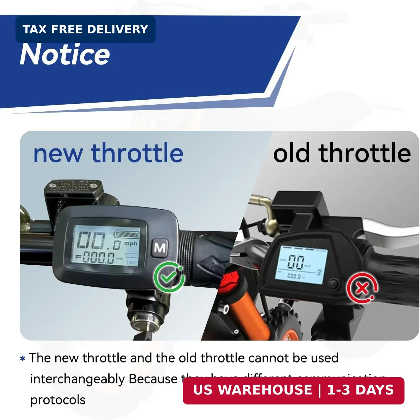 48V Ebike Throttle with M Button Key Replacement for Tuttio Soleil01 Electric Di