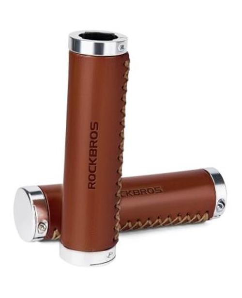 Leather Bike Handlebar Grips for 22.2mm Vintage Mountain Bike Folding Bicycle